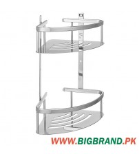 Brass and Stainless Steel 2 Tier Corner Shower Rack Basket